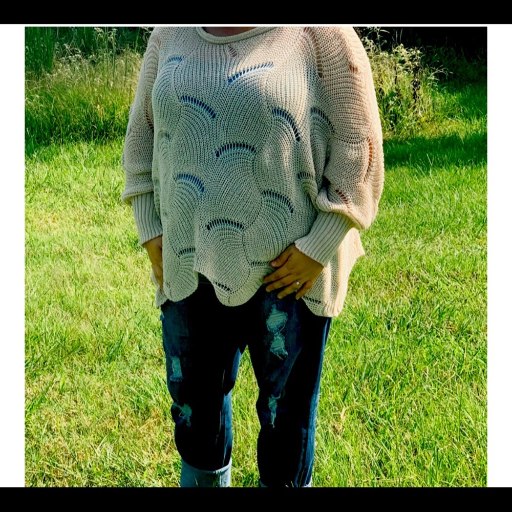 Cream plus size eyelash sweater
